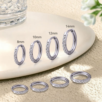 Orecchini cerchio huggie piccoli in titanio puro ipoallergenico Limerencia, leggeri cerchi per cartilagine con zircone cubico, mini gioielli piercing da donna (8mm, zircone bianco)