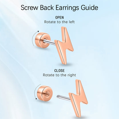 Limerencia Titanium Women Flatback Earrings,Lightning Bolt Stud Earrings|Cute and Fashionable Earrings Suitable for Both Men and Women,Suitable for Sensitive Ears