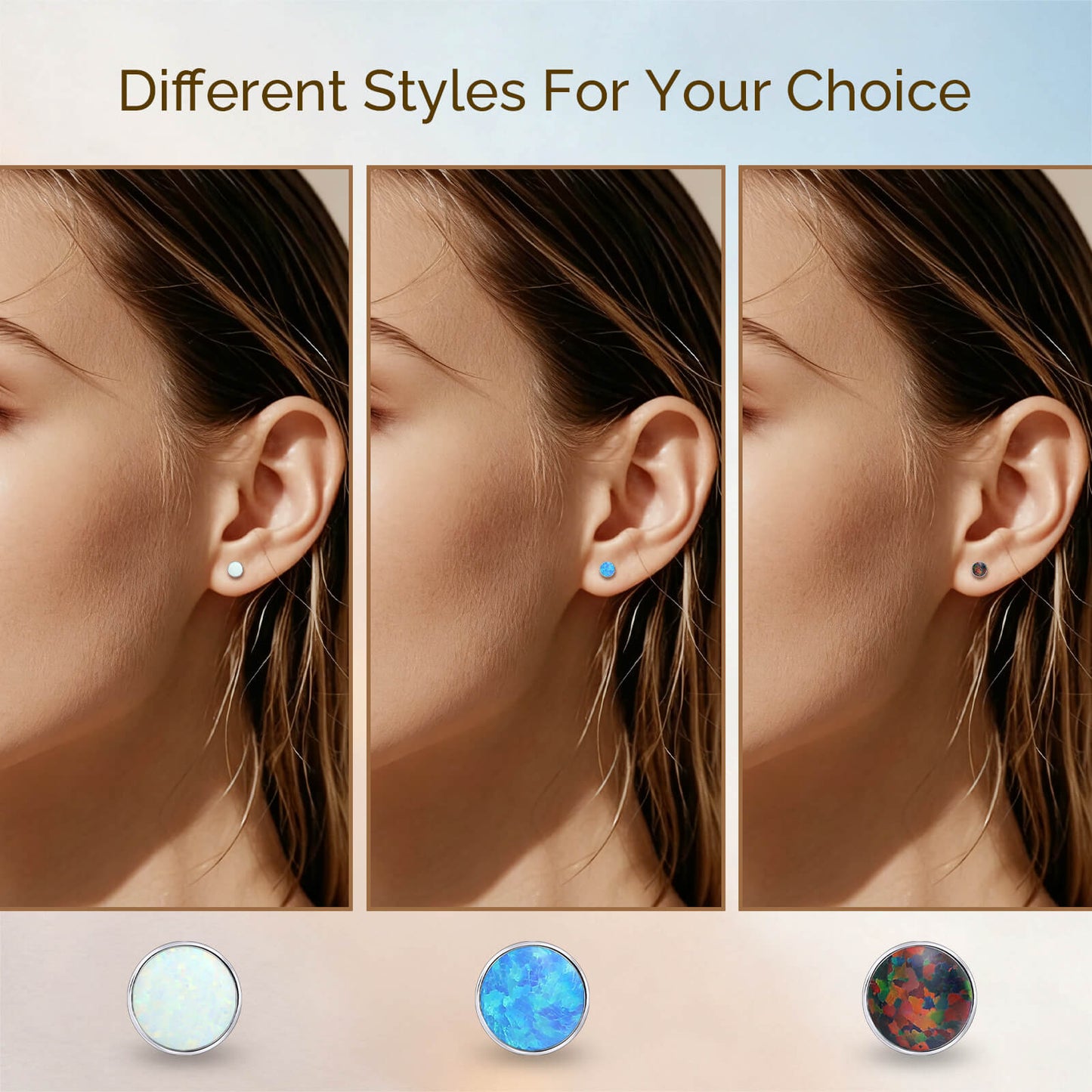 Boucles d'oreilles titane Limerencia, clous d'oreilles opale blanc/bleu/noir, grade implant F136, adaptés aux oreilles sensibles hommes et femmes
