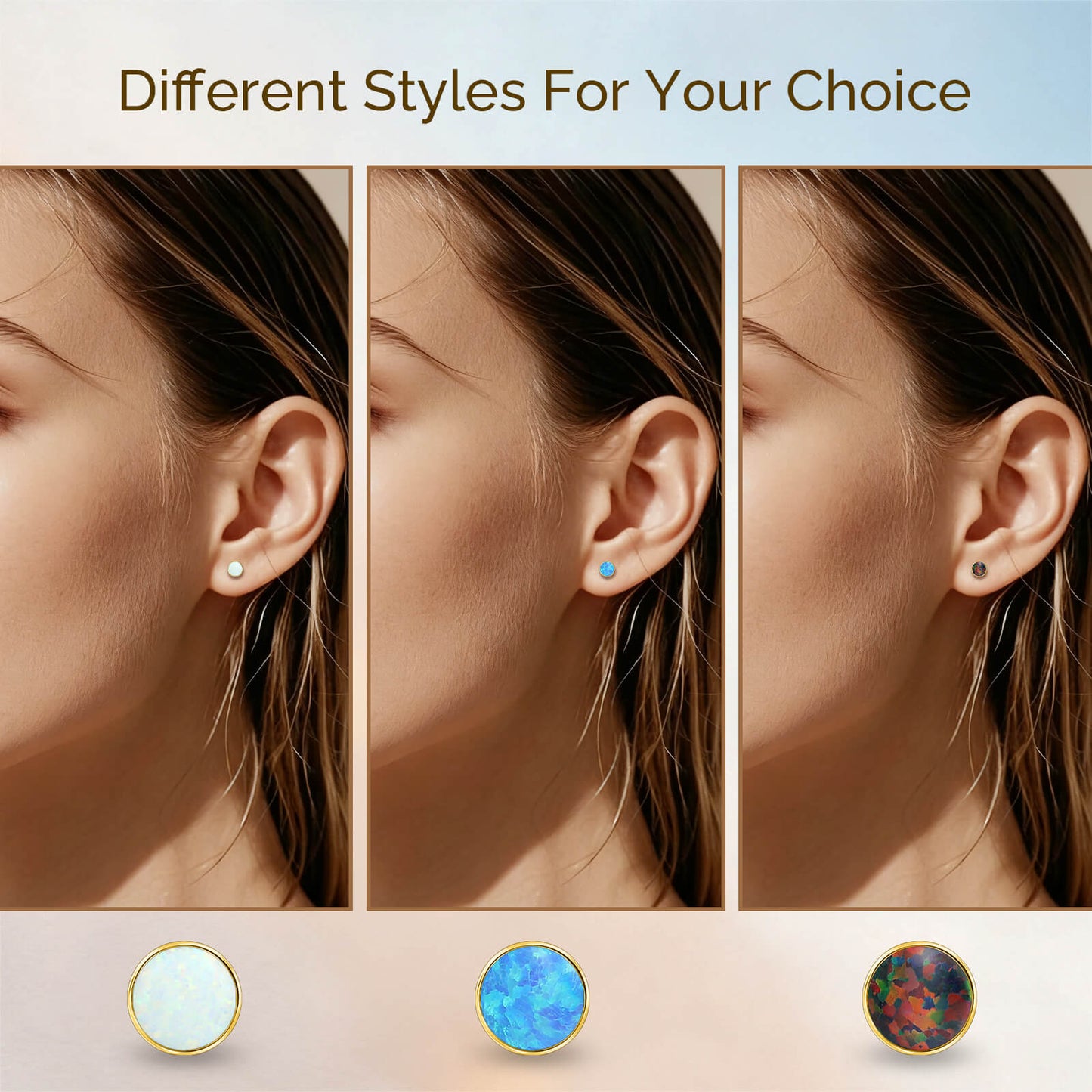 Boucles d'oreilles titane Limerencia, clous d'oreilles opale blanc/bleu/noir, grade implant F136, adaptés aux oreilles sensibles hommes et femmes