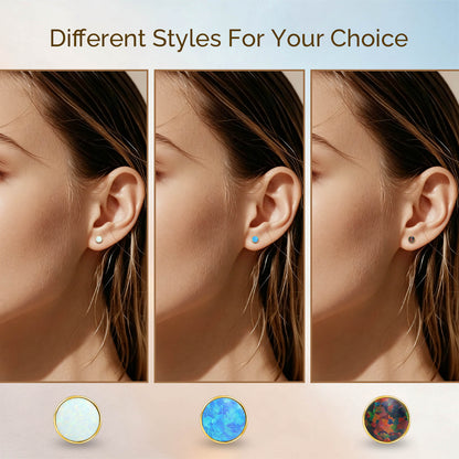 Boucles d'oreilles titane Limerencia, clous d'oreilles opale blanc/bleu/noir, grade implant F136, adaptés aux oreilles sensibles hommes et femmes