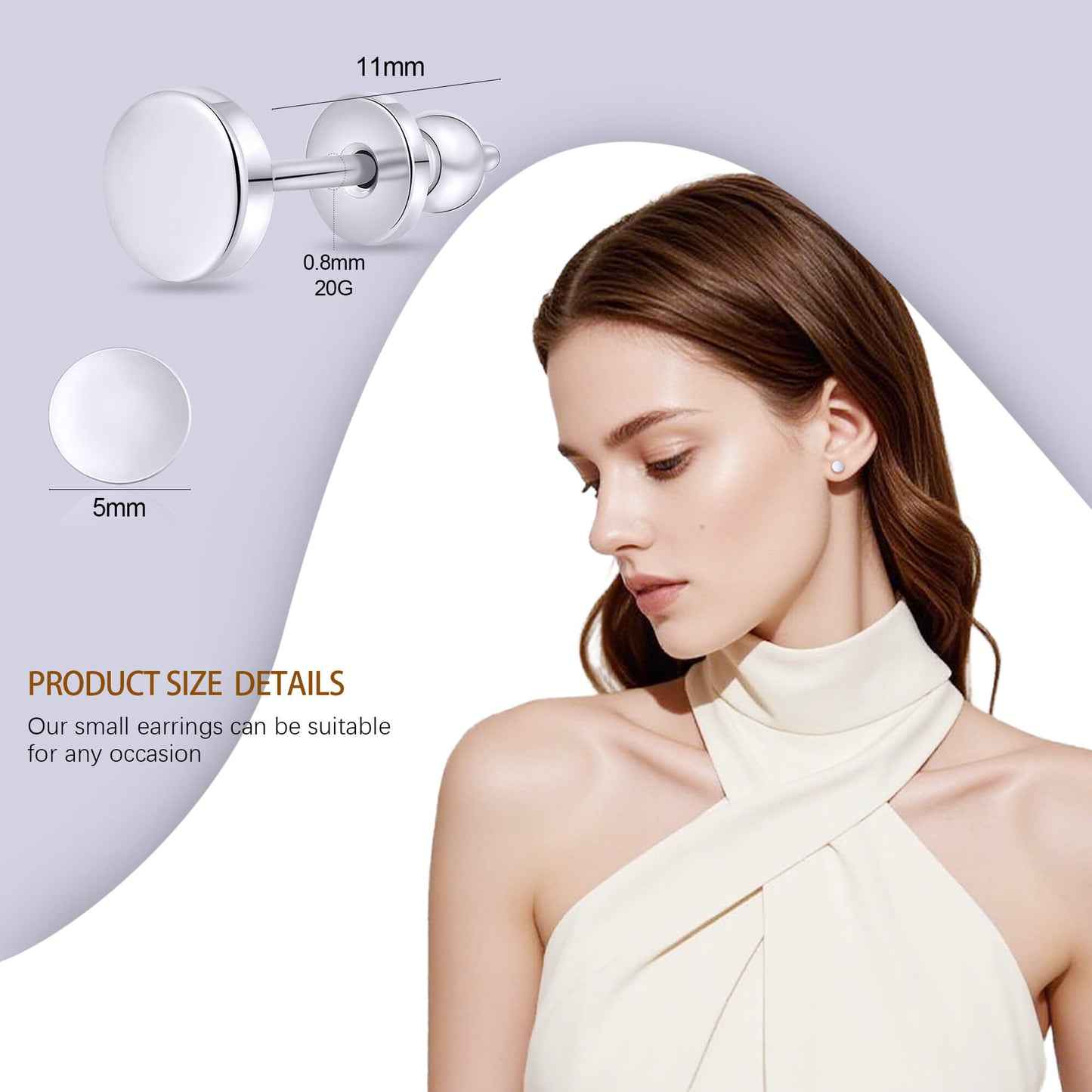 Limerencia Titan-Ohrstecker, F136 implantatgeeignetes Reintitan-Ohrstecker in 3 mm/4 mm, nickelfrei und hypoallergen für Damen, Herren und empfindliche Ohren