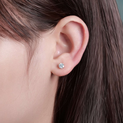Limerencia インプラントグレードチタン モアサナイトスタッドピアス 男女兼用、18K ホワイトゴールドメッキ、D カラー VVS1 クラリティ ラウンドカット 低アレルギー性チタンスタッドピアス 敏感耳用