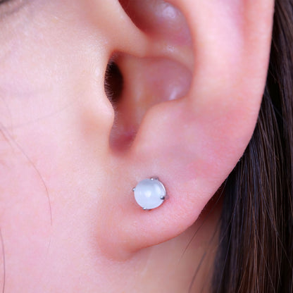 Limerencia Pure Titanium Hypoallergenic Earrings，5mm Cat's Eye stone Stud Earrings, Implant Grade|Delicate Jewelry For Sensitive Ears