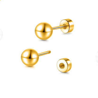 Limerencia Titan-Flachverschluss-Ohrstecker, hypoallergene Kugelohrstecker für empfindliche Ohren, schlichte klassische Flachstecker in 3 mm bis 5 mm, ideal für Helix, Tragus, Knorpel und Ohrläppchen