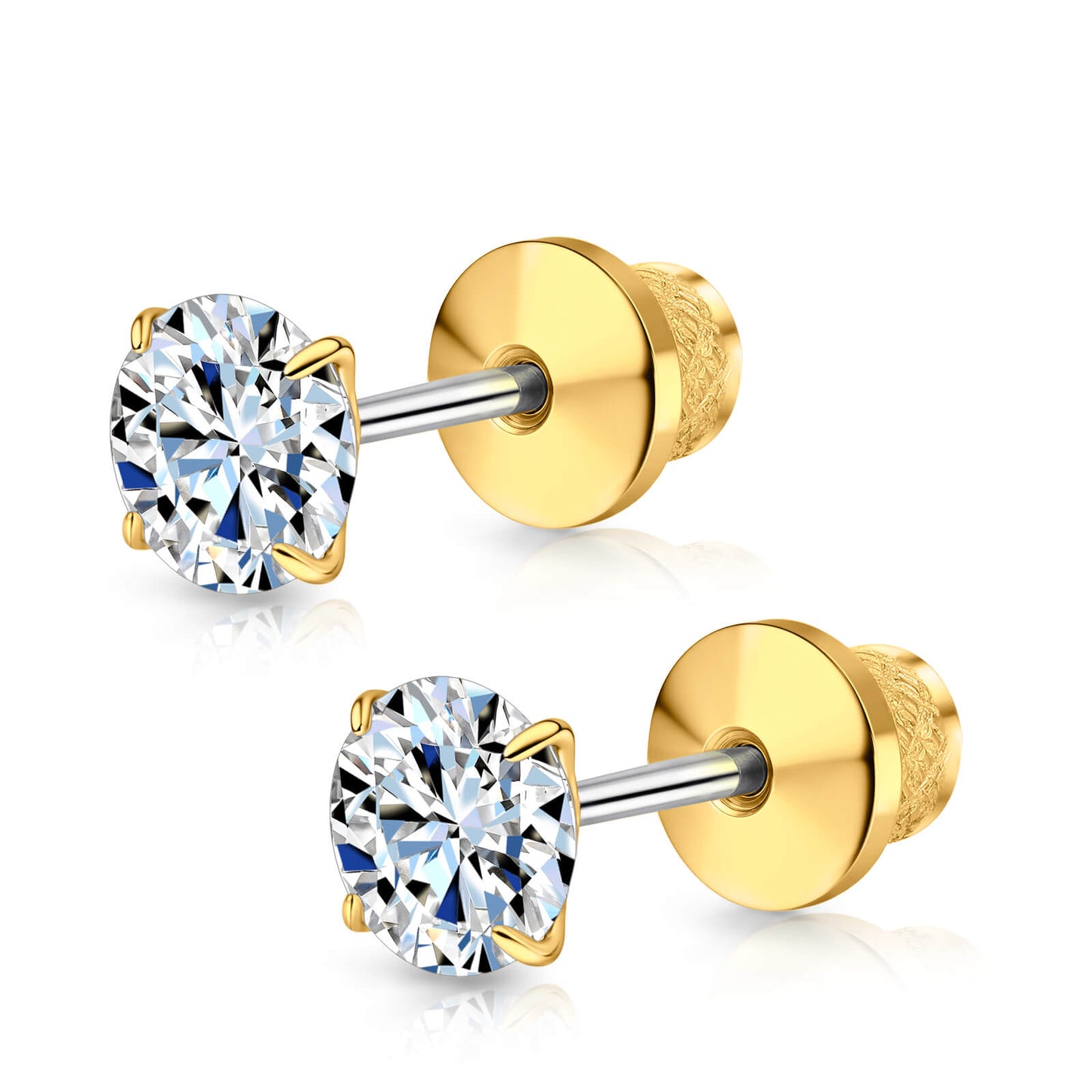 Limerencia Moissanite Stud Earrings, F136 Titanium Screw Back Earrings, D Color VVS1 Clarity Lab-created Moissanite Earrings, Hypoallergenic G23 Pure Titanium for Women Men Sensitive Ears