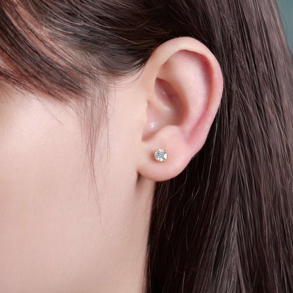 Limerencia モアサナイトスタッドピアス、F136 インプラントグレードチタン フラットバックネジ式ピアス 男女兼用、D カラー VVS1 クラリティ ブリリアントラウンドカット、敏感肌向け低アレルギー性ピアス