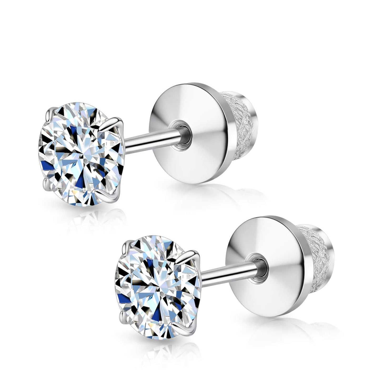 Limerencia Moissanite Stud Earrings, F136 Titanium Screw Back Earrings, D Color VVS1 Clarity Lab-created Moissanite Earrings, Hypoallergenic G23 Pure Titanium for Women Men Sensitive Ears