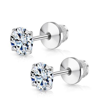 Limerencia Moissanite Stud Earrings, F136 Titanium Screw Back Earrings, D Color VVS1 Clarity Lab-created Moissanite Earrings, Hypoallergenic G23 Pure Titanium for Women Men Sensitive Ears