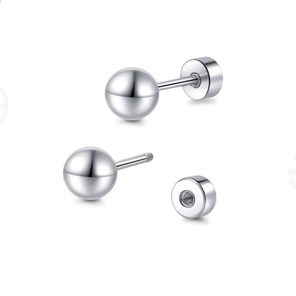 Limerencia Titan-Flachverschluss-Ohrstecker, hypoallergene Kugelohrstecker für empfindliche Ohren, schlichte klassische Flachstecker in 3 mm bis 5 mm, ideal für Helix, Tragus, Knorpel und Ohrläppchen