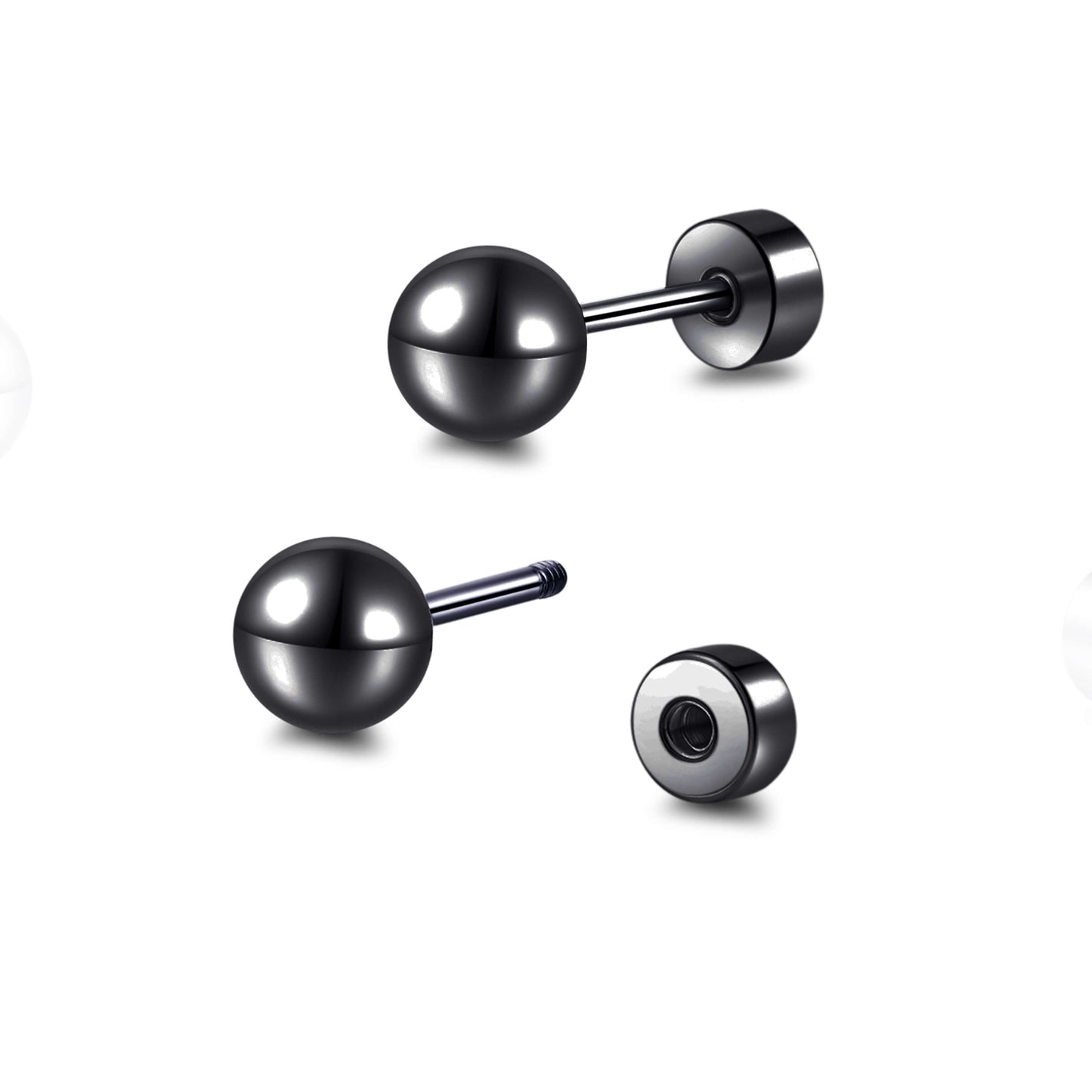 Limerencia Titan-Flachverschluss-Ohrstecker, hypoallergene Kugelohrstecker für empfindliche Ohren, schlichte klassische Flachstecker in 3 mm bis 5 mm, ideal für Helix, Tragus, Knorpel und Ohrläppchen