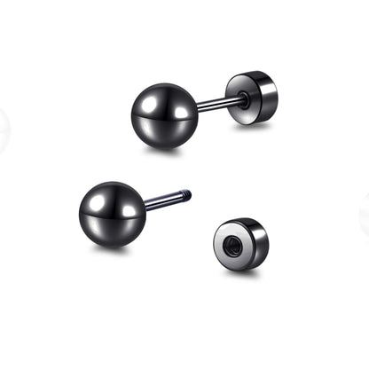 Limerencia Titan-Flachverschluss-Ohrstecker, hypoallergene Kugelohrstecker für empfindliche Ohren, schlichte klassische Flachstecker in 3 mm bis 5 mm, ideal für Helix, Tragus, Knorpel und Ohrläppchen