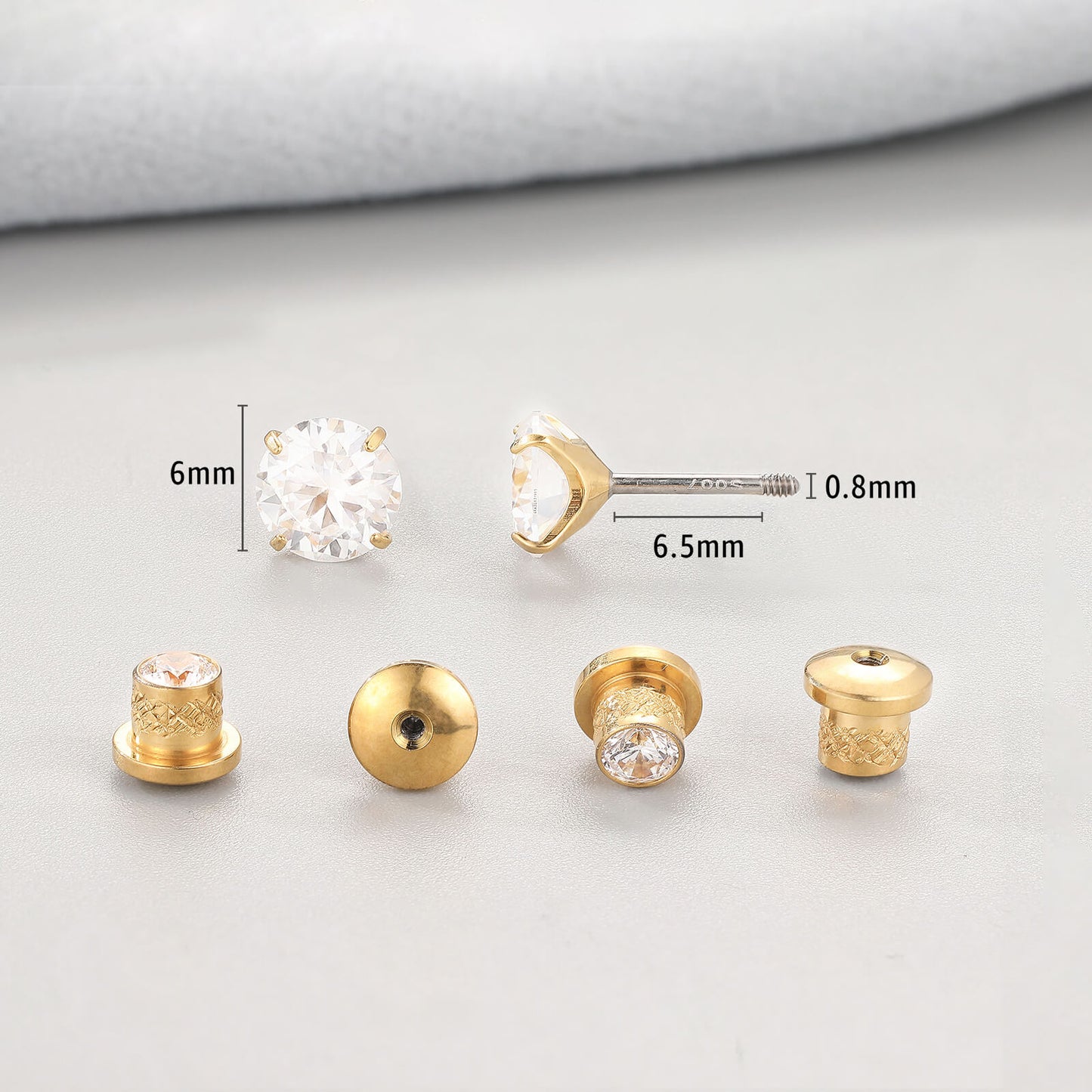 Limerencia Moissanite Stud Earrings, F136 Titanium Screw Back Earrings, D Color VVS1 Clarity Lab-created Moissanite Earrings, Hypoallergenic G23 Pure Titanium for Women Men Sensitive Ears