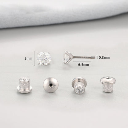 Limerencia Moissanite Stud Earrings, F136 Titanium Screw Back Earrings, D Color VVS1 Clarity Lab-created Moissanite Earrings, Hypoallergenic G23 Pure Titanium for Women Men Sensitive Ears