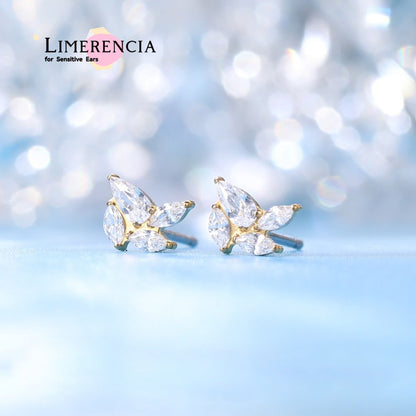 Orecchini borchia titanio puro F136 ipoallergenici Limerencia, orecchini zircone delicati G23 per donne orecchie sensibili (Mulino a vento zircone)