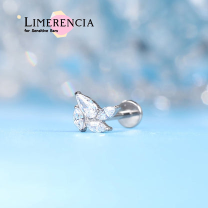 Limerencia Piercing Mulino a Vento in Titanio ASTM F136 18G, Orecchino a Perno Retro Piatto con Filettatura Interna 6mm 8mm 10mm per Trago, Helix, Conchiglia, Cartilagine, Naso e Labbro – 1 Pezzo