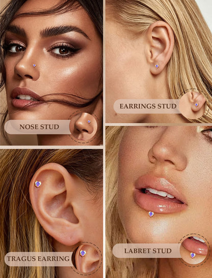 Limerencia Boucles d’oreilles à dos plat 18G, Titane G23, Piercing nez à insertion