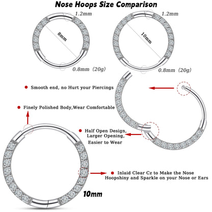 Anneau de nez en titane Limerencia, anneau de nez en titane zirconium 20G, boucle d'oreille pour cartilage, anneau de septum, piercing tragus, conque, hélice, daith et lèvre, bijoux pour femme et homme