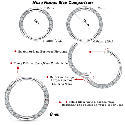 Anneau de nez en titane Limerencia, anneau de nez en titane zirconium 20G, boucle d'oreille pour cartilage, anneau de septum, piercing tragus, conque, hélice, daith et lèvre, bijoux pour femme et homme