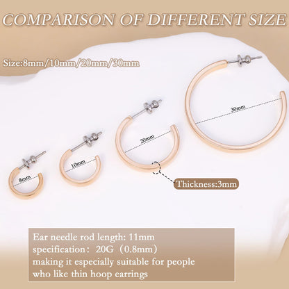 Limerencia Hypoallergenic G23 Pure Titanium Post Thin Square Edge Open Hoop | Womens Dainty Hoop Earrings | Lightweight