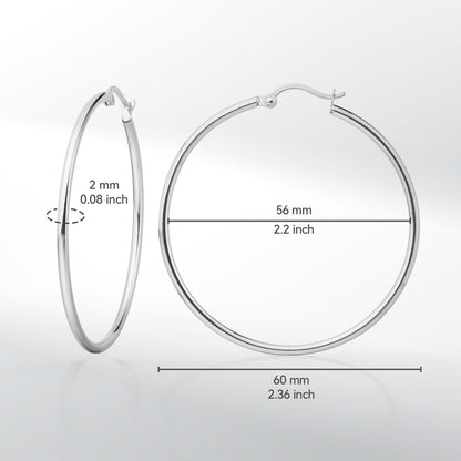 Boucles d'oreilles anneaux en titane TitanHeart hypoallergéniques - Grand anneau léger en titane pur médical grade G23 pour femmes aux oreilles sensibles (30mm)