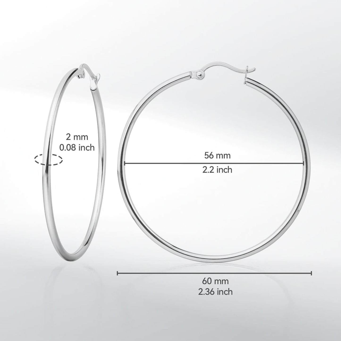 TitanHeart Titan-Creolen Hypoallergen – Reines Implantat-Titan G23 Leichte Große Creolen für Damen mit empfindlichen Ohren 