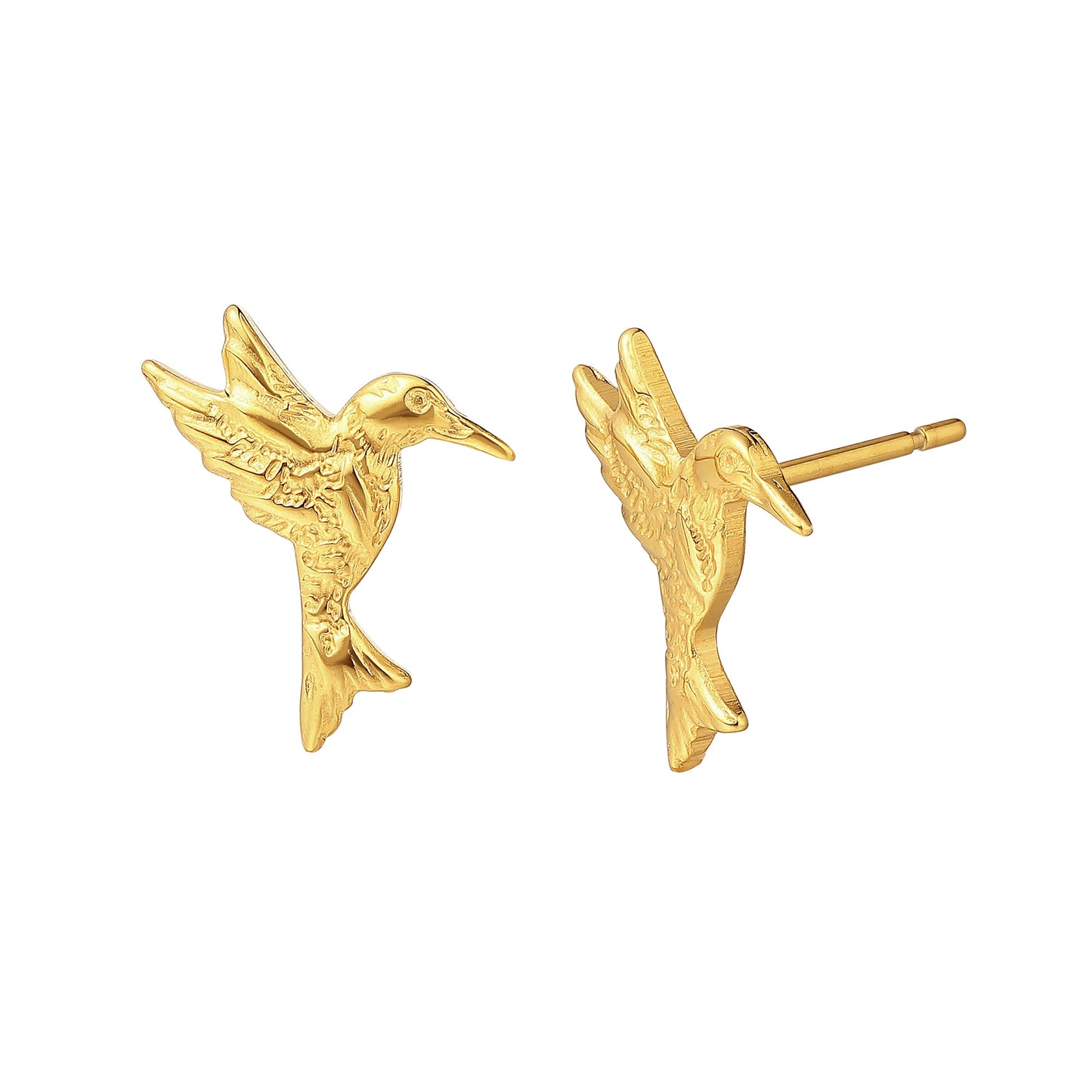Orecchini a bottone colibrì volante in titanio puro G23 ipoallergenico Limerencia da donna, simpatico stile animale, perno in titanio F136 grado impiantabile, gioiello piercing delicato e regalo raffinato (finitura argento)