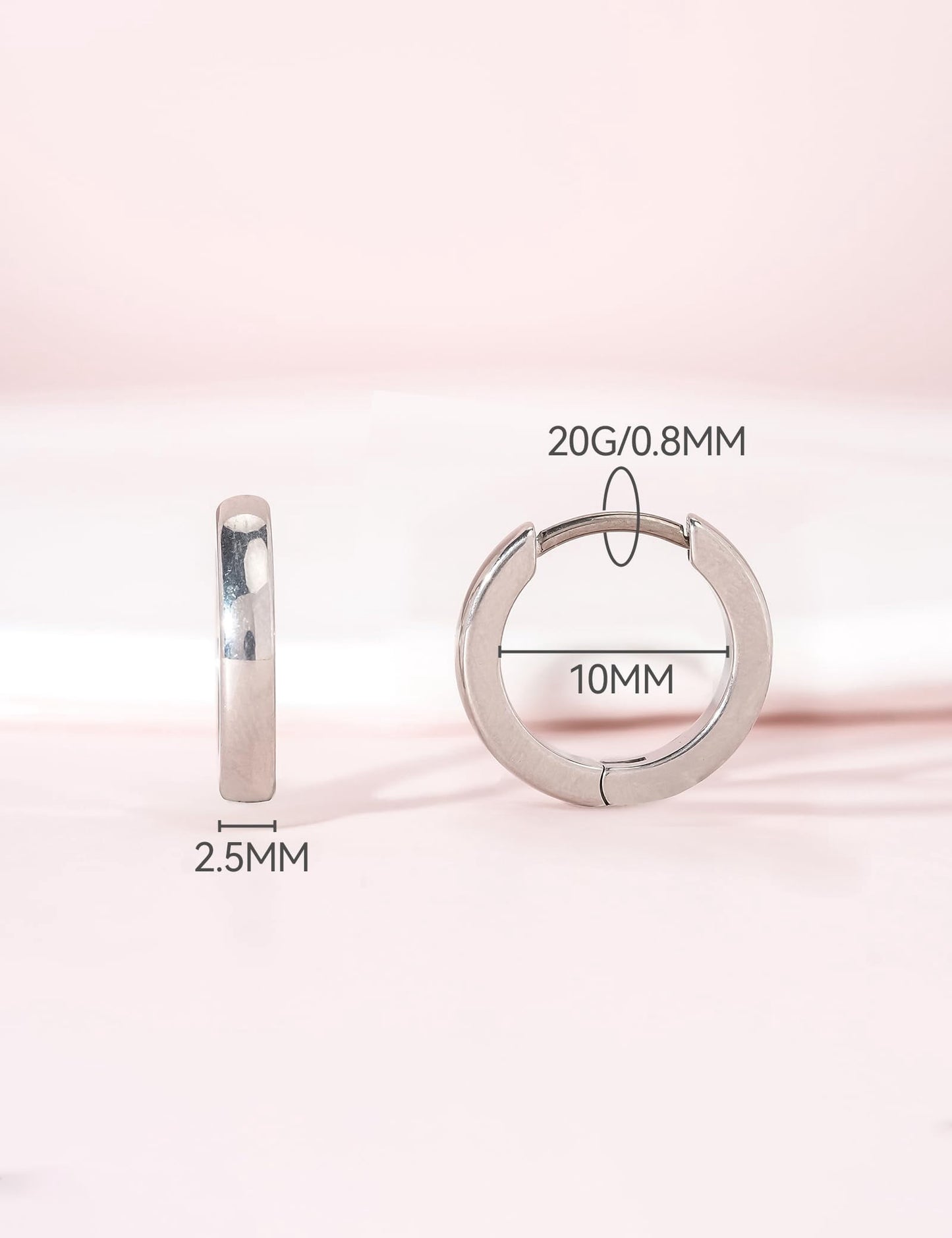 Titanium Hoop Earrings for Women Men, 14K White Gold Plated, Hypoallergenic Earrings for Men, Cartilage Hoop Earrings, Tragus Helix Piercing Jewelry