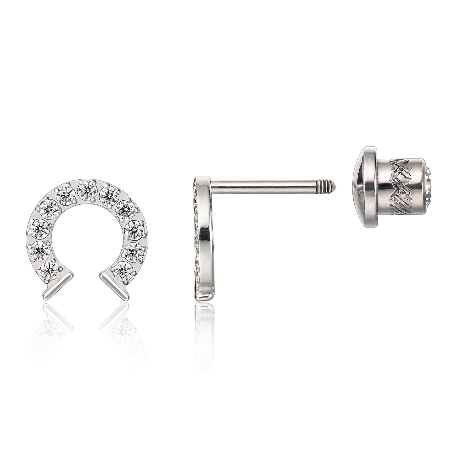 Limerencia Hypoallergenic G23 Implant Grade Titanium Screw Back Earrings Tragus 20G Helix F136 Piercing Post for Sensitive Ears Cartilage(horseshoe)