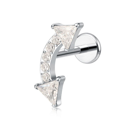 Limerencia Piercing Freccia in Titanio F136 Grado Implantare Ipoallergenico, Orecchini a Perno con Filettatura Interna Retro Piatto 18G 6mm 8mm 10mm per Trago, Helix, Conchiglia, Cartilagine e Labbro – 1 Pezzo
