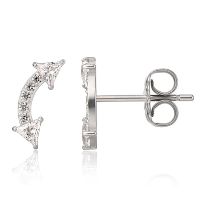 Clous d'Oreilles à Flèche Double Limerencia en Titane Pur Grade Implantable F136 G23, Petits Clous Délicats à Zircone Cubique Hypoallergéniques pour Femmes aux Oreilles Sensibles