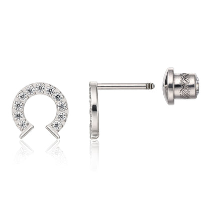 Pendientes de titanio hipoalergénicos Limerencia G23 de grado implante con cierre de rosca, tragus 20G, poste de piercing Helix F136 para orejas sensibles, cartílago (herradura)