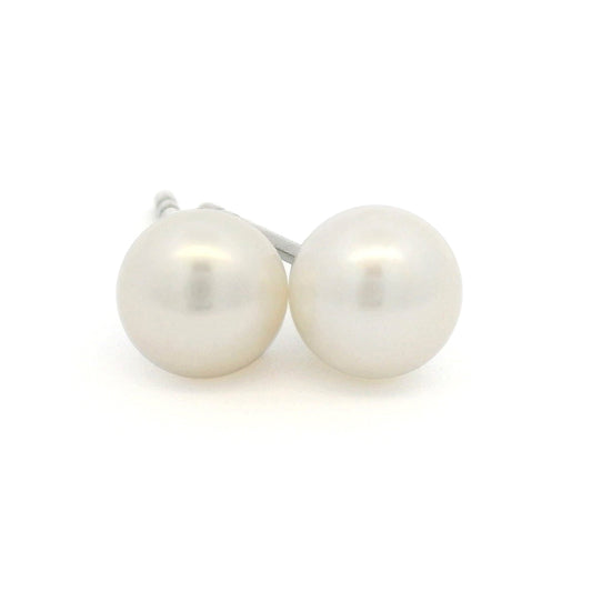 Limerencia Hypoallergenic Pure Ttitanium Handpicked White Freshwater Cultured Pearl Earrings Studs G23 Implant Grade Piercing