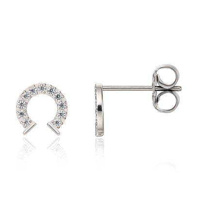 Pendientes de titanio puro hipoalergénico Limerencia F136, con circonita cúbica G23, pequeños y delicados, para orejas sensibles de mujer (herradura)