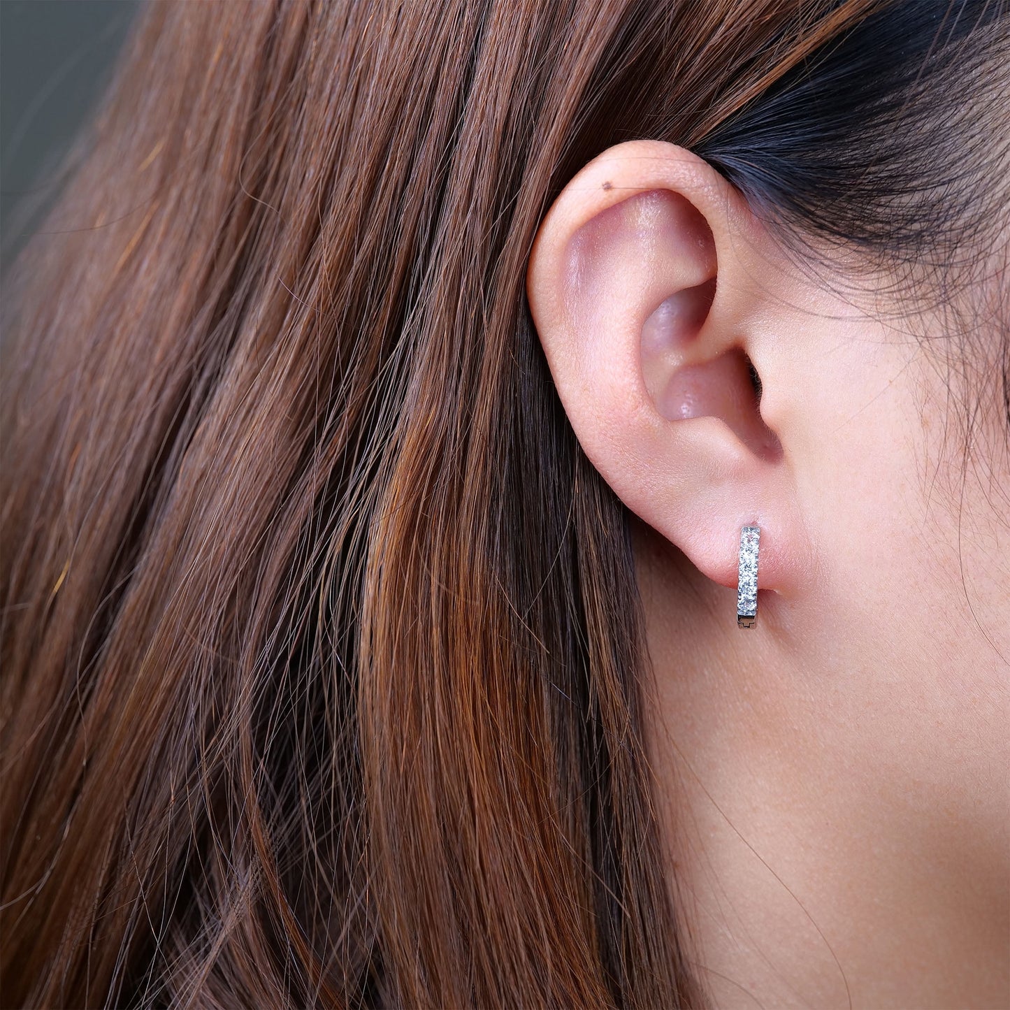 Limerencia F136 Titanium Hoop Earrings for Women,Elegant Cubic Zirconia Stone Hoop Hypoallergenic Earrings