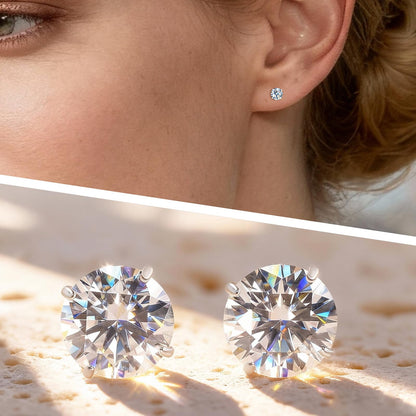 Moissanite Earrings Studs for Women and Men,3 Pairs Titanium Screw Back Earrings,D Color VVS1 Clarity Lab-created Moissanite Earrings,Diamond Studs Alternatives for Sensitive Ear