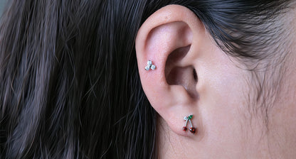 Limerencia Hypoallergene G23 Implantatqualität Titan Schraubverschluss Ohrringe Tragus 20G Helix F136 Piercingstecker für empfindliche Ohren Knorpel (rote Kirsche)