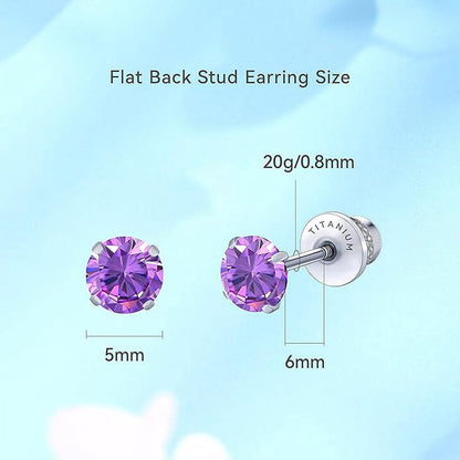 Limerencia Hypoallergenic G23 Implant Grade Titanium Screw Back Earrings Tragus 20G Helix F136 Piercing Post for Sensitive Ears Simulated Diamond Cartilage