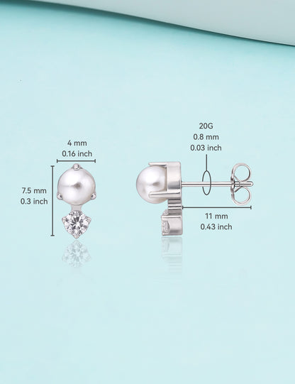Pendientes hipoalergénicos de titanio puro Limerencia G23 | Joyería de titanio de grado implante CZ + Pearl F136 para orejas sensibles