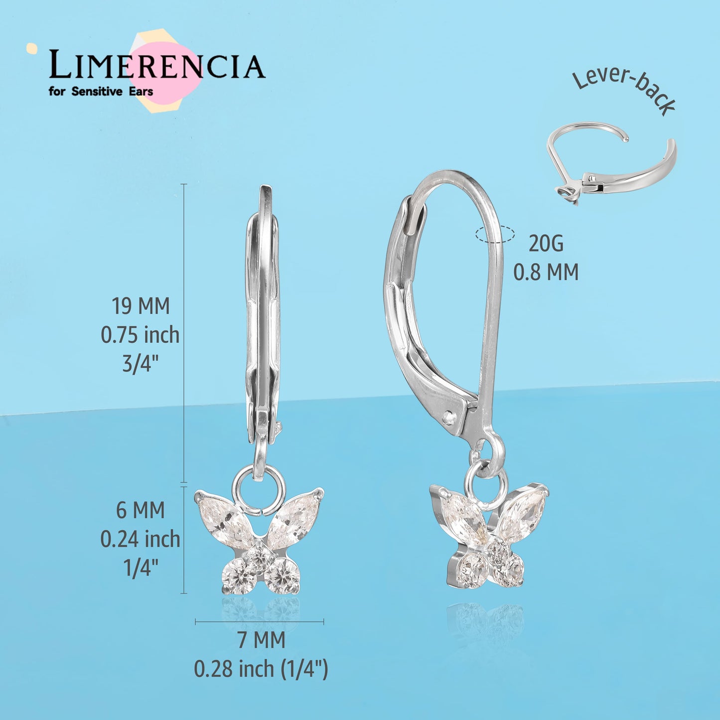 Limerencia G23 Titanium Leverback Earrings Dangle Drop Earrings for Women Fashion F136 Titanium Earrings Hypoallergenic Jewelry Gift--butterfly