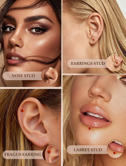 Limerencia Boucles d’oreilles à dos plat 18G, Titane G23, Piercing nez à insertion