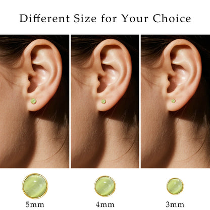 Limerencia hypoallergene Ohrstecker für empfindliche Ohren – Flachrück-Ohrstecker mit rundem Katzenauge aus G23-Titan, 5-mm-Stein-Ohrschmuck für Knorpelpiercing, Geschenk für Damen und Herren