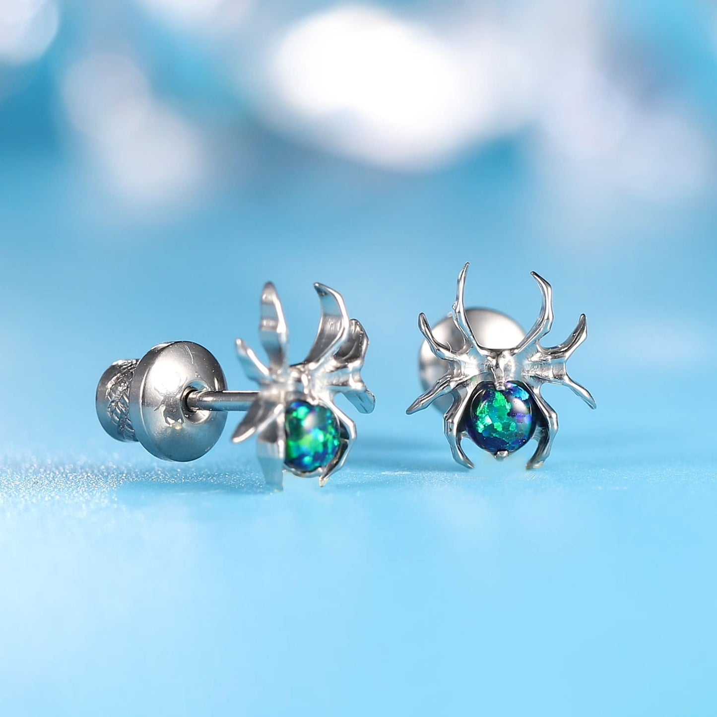 Limerencia Pendientes Hipoalergénicos de Titanio Grado Implante G23 con Cierre de Rosca Tragus 20G Helix Poste de Piercing F136 para Orejas Sensibles Cartílago (araña)