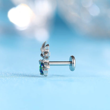 limerencia Hypoallergener Titan ASTM F136-18G 6mm 8mm 10mm Flat Back Intern Gewinde Ohrstecker Piercing Schmuck für Tragus Helix Conch Knorpel Nase Lippe (Spinne 1 Stk)