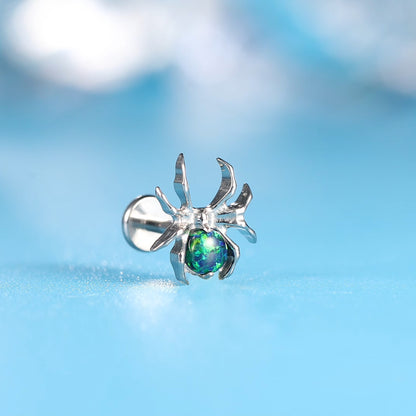 limerencia Hypoallergener Titan ASTM F136-18G 6mm 8mm 10mm Flat Back Intern Gewinde Ohrstecker Piercing Schmuck für Tragus Helix Conch Knorpel Nase Lippe (Spinne 1 Stk)