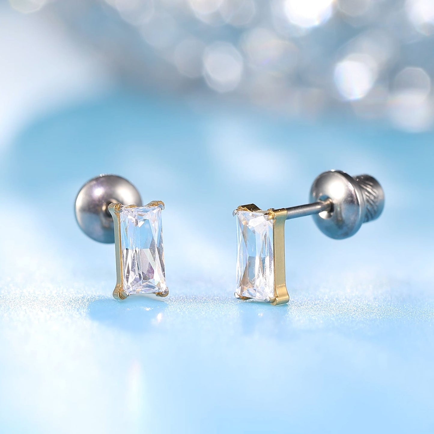 Orecchini a vite in titanio implantabile G23 ipoallergenici Limerencia, piercing rettangolare 20G F136 per cartilagine, trago ed elica orecchio sensibile