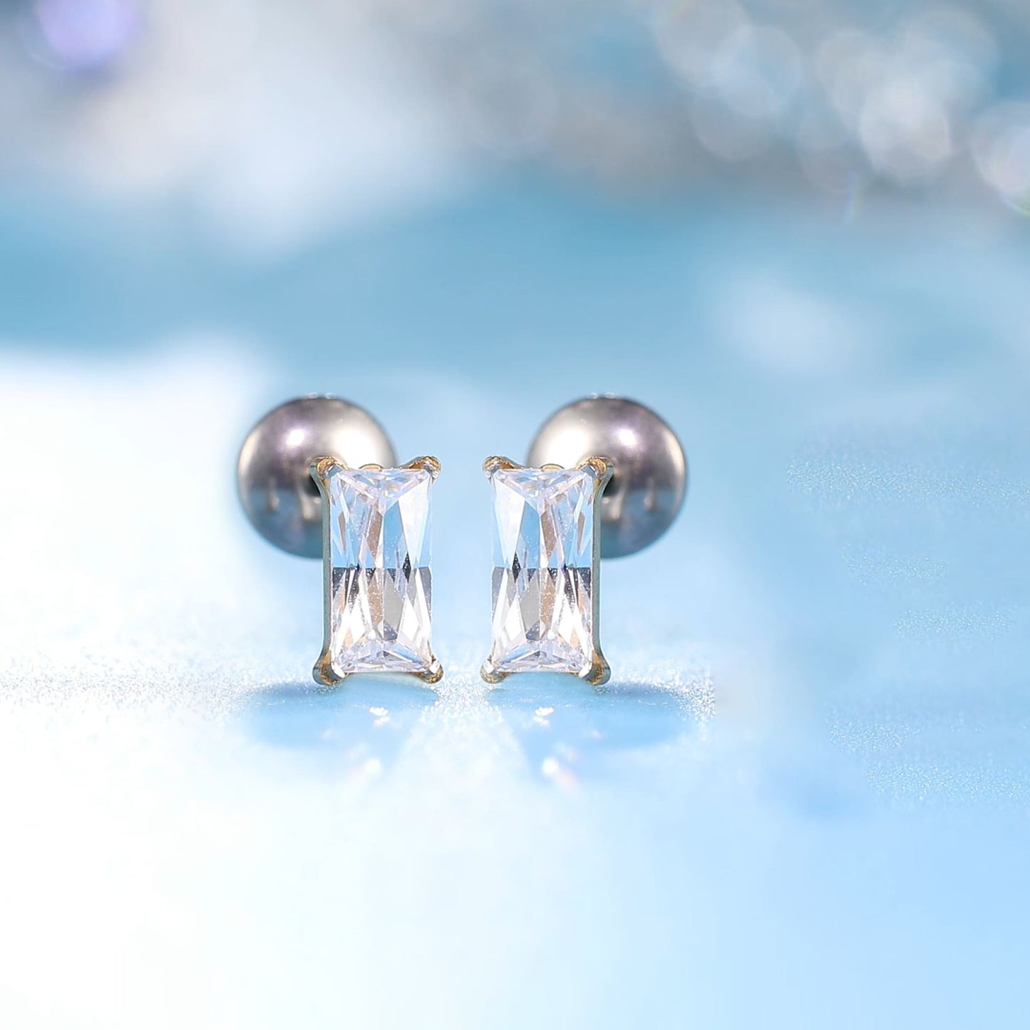 Orecchini a vite in titanio implantabile G23 ipoallergenici Limerencia, piercing rettangolare 20G F136 per cartilagine, trago ed elica orecchio sensibile