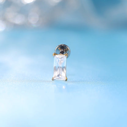 limerencia F136 Hypoallergener Titan 20g 6mm 8mm Flachrückenstecker | G23 Implantatgrad Press-Fit Gewindelose Ohrringe Push Pin Tragus Knorpel Helix Conch Nasen Monroe Piercing Schmuck (Rechteck 1 St.)