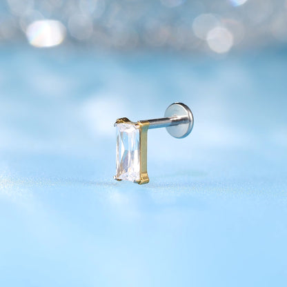 limerencia F136 Hypoallergener Titan 20g 6mm 8mm Flachrückenstecker | G23 Implantatgrad Press-Fit Gewindelose Ohrringe Push Pin Tragus Knorpel Helix Conch Nasen Monroe Piercing Schmuck (Rechteck 1 St.)