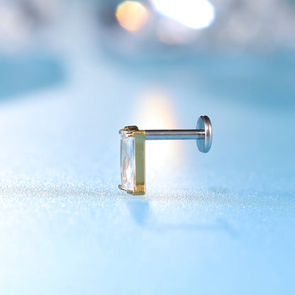 limerencia F136 Hypoallergener Titan 20g 6mm 8mm Flachrückenstecker | G23 Implantatgrad Press-Fit Gewindelose Ohrringe Push Pin Tragus Knorpel Helix Conch Nasen Monroe Piercing Schmuck (Rechteck 1 St.)